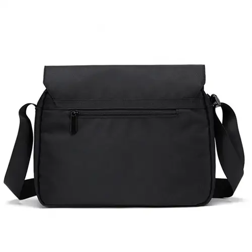  Professional Black Messenger Bag with Adjustable Strap and Multi-Compartment Design